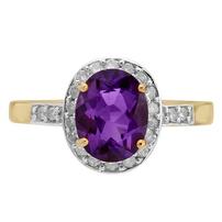 Amethyst & Diamond Ring - Size 7 202//202